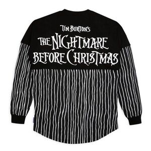 Disney Nightmare Before Christmas Spirit Jersey Shirt Black White Jack Sally NEW